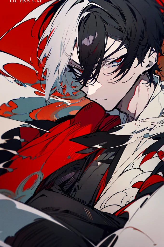 a close up of a person with a sword and a guy with a red dress, handsome guy in demon slayer art, best anime character design, detailed anime character art, anime character; full body art, anime character design a death god, character adoptable, handsome japanese demon boy, bloody + concept art, official character art, onmyoji detailed art, beautiful male god of death a close up of a person in a black dress with a gold belt, flowing white robes, white haired deity, genshin impact character, golden-black robes, picture of a male samurai and death god, d&d dark sun character art, official character art, portrait of ororo munroe, holding a katana, holding a katana, holding a katana, holding a katana, holding a katana, bloody, bloody, bloody, bloody, red and golden effects, red and golden effects, red effects, golden effects, black and white hair, black and white hair, black and white hair, black and white hair, black and white hair