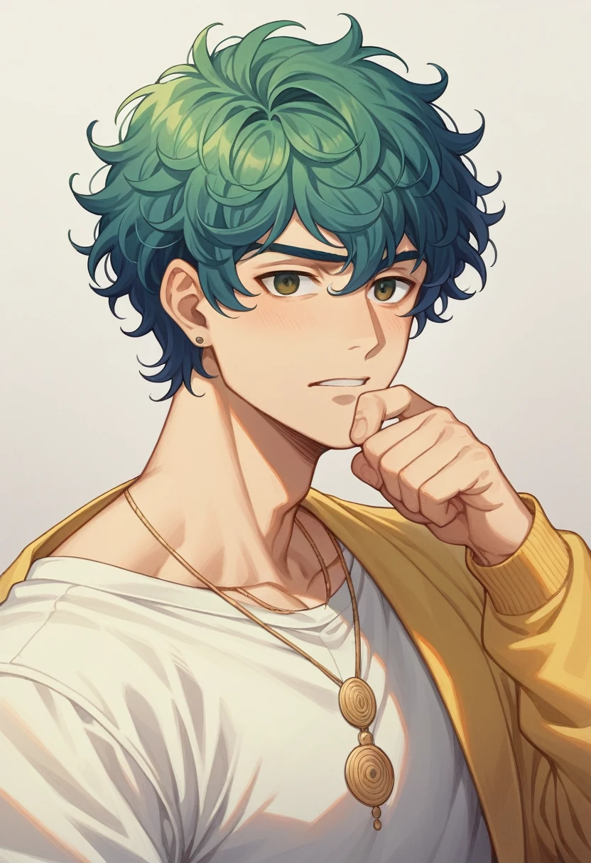 Masterpiece anime style animation,alta calidad,high resolution,solo,1 chico,Hijikata,enfoque masculino,ojos amarillos,pelo negro con subtonos verdes y largo,chaleco negro,Camisa negra