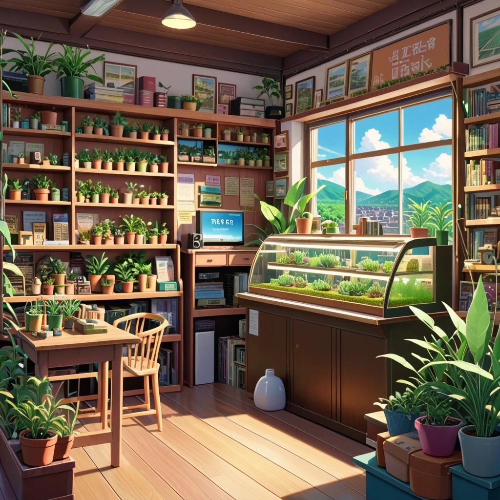 ((anime:1.4,illustration)),(masterpiece, top quality, best quality),(ultra-detailed, absolutely resolution),((16k, high res)), (((a miniature of a model of a plants shop inside a book, incredibly detailed, a microscopic photo, photorealism)) ((cosy lofi illustration:1.4)), ((anime:1.4, illustration)),(masterpiece, top quality, best quality),(ultra-detailed, absolutely resolution),((16k, high res)) BREAK {lofi art, style of Laurie Greasley, style of Makoto Shinkai, anime aesthetic}, BREAK { (produces images with information than 40 million pixels with cinematic-like detailed textures shot on a Sony SLR).}