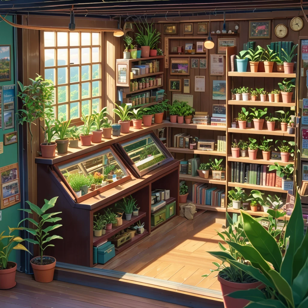 ((anime:1.4,illustration)),(masterpiece, top quality, best quality),(ultra-detailed, absolutely resolution),((16k, high res)), (((a miniature of a model of a plants shop inside a book, incredibly detailed, a microscopic photo, photorealism)) ((cosy lofi illustration:1.4)), ((anime:1.4, illustration)),(masterpiece, top quality, best quality),(ultra-detailed, absolutely resolution),((16k, high res)) BREAK {lofi art, style of Laurie Greasley, style of Makoto Shinkai, anime aesthetic}, BREAK { (produces images with information than 40 million pixels with cinematic-like detailed textures shot on a Sony SLR).}