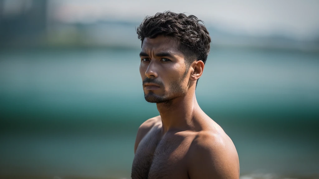 Man with serious face, de 30 anos de idade, standing forantl view, imagem do corpo pra cima
