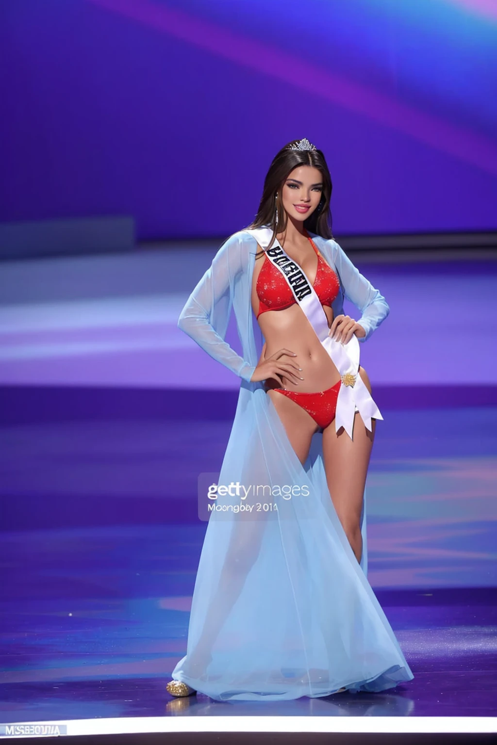 miss colombia is seen on stage during the Miss Universo pageant at the mgm casino on november 29, 2013 en, Miss Universo, brazilian supermodel, bikini model, fake images, 2263539546], rendering of beauty pageant, 2 4 year old female model, wears a bathing suit, Atuendo: bikini, Adriana Lima