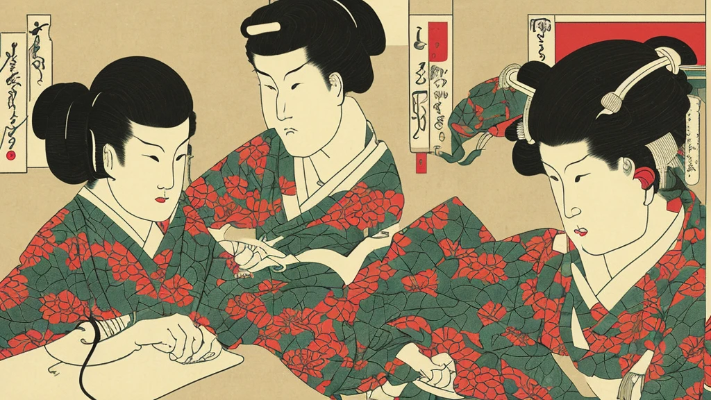 Ukiyo-e、music、headphone、DJ
