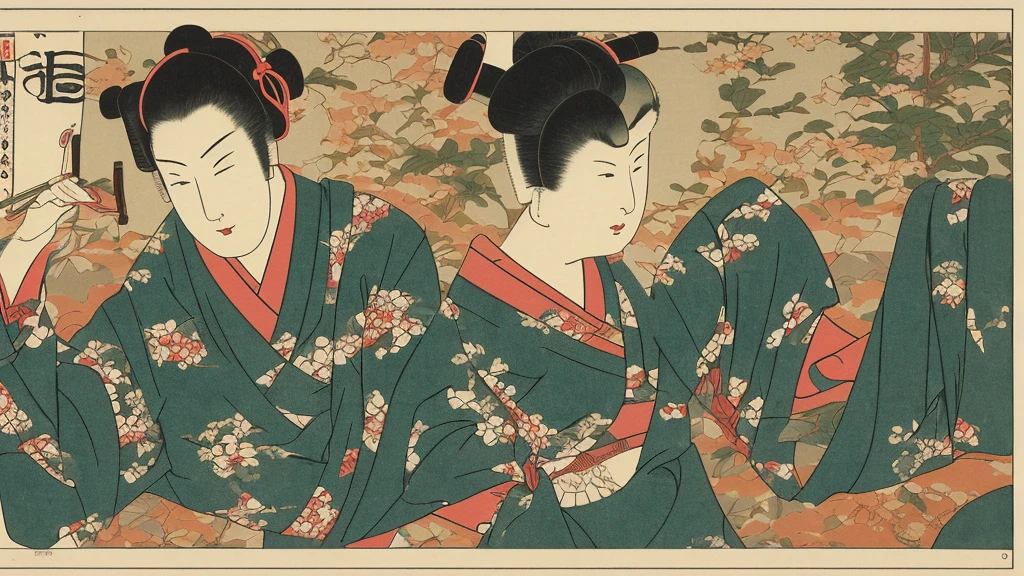 Ukiyo-e、music、headphone、DJ