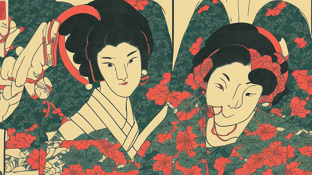 Ukiyo-e、music、headphone、DJ