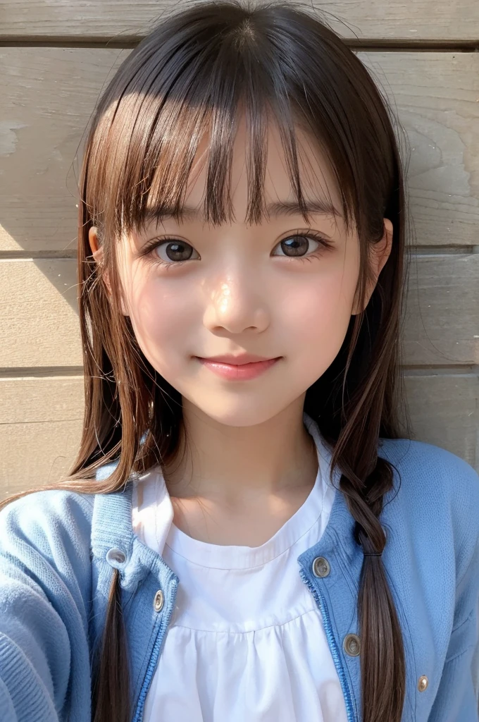 (A photo of your face:1.25), ***********, (Baby Face:1.4), (Round face:1.4), One Japanese woman, beautiful girl, Pretty face, (View your audience), (Standing facing the camera), (smile), (Beige tank top)、(Pure white background:1.2)