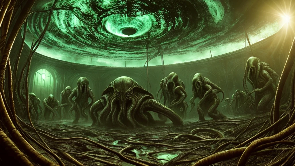 Unspeakable horror/Cthulhu/Movie footage/High resolution/masterpiece/The wide-angle lens is distorted/Alien good々Coming down
