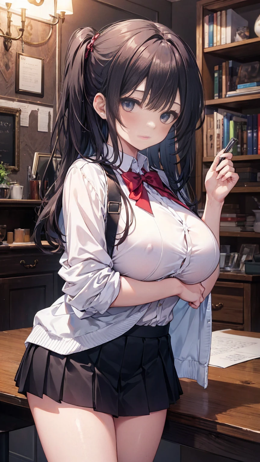 masterpiece, Highest quality,Super detailed,Big Breasts, Gal,mini skirt,Cowboy Shot,high school girl