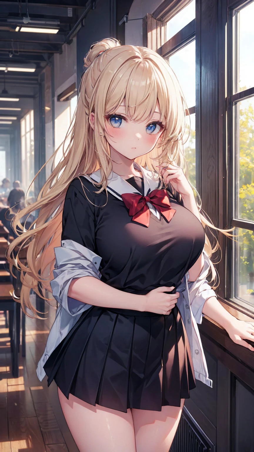 masterpiece, Highest quality,Super detailed,Big Breasts, Gal,mini skirt,Cowboy Shot,high school girl
