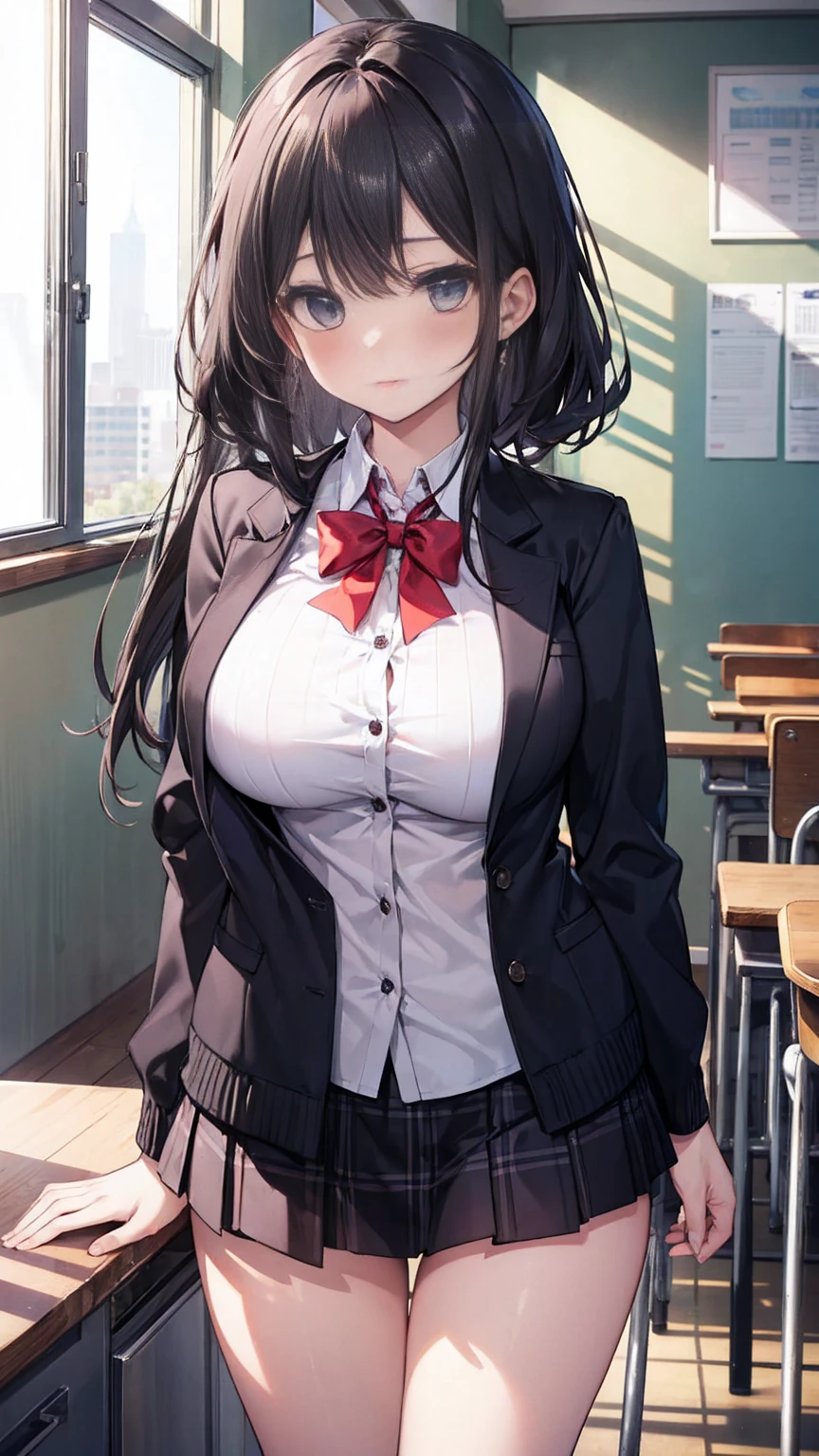 masterpiece, Highest quality,Super detailed,Big Breasts, Gal,mini skirt,Cowboy Shot,high school girl