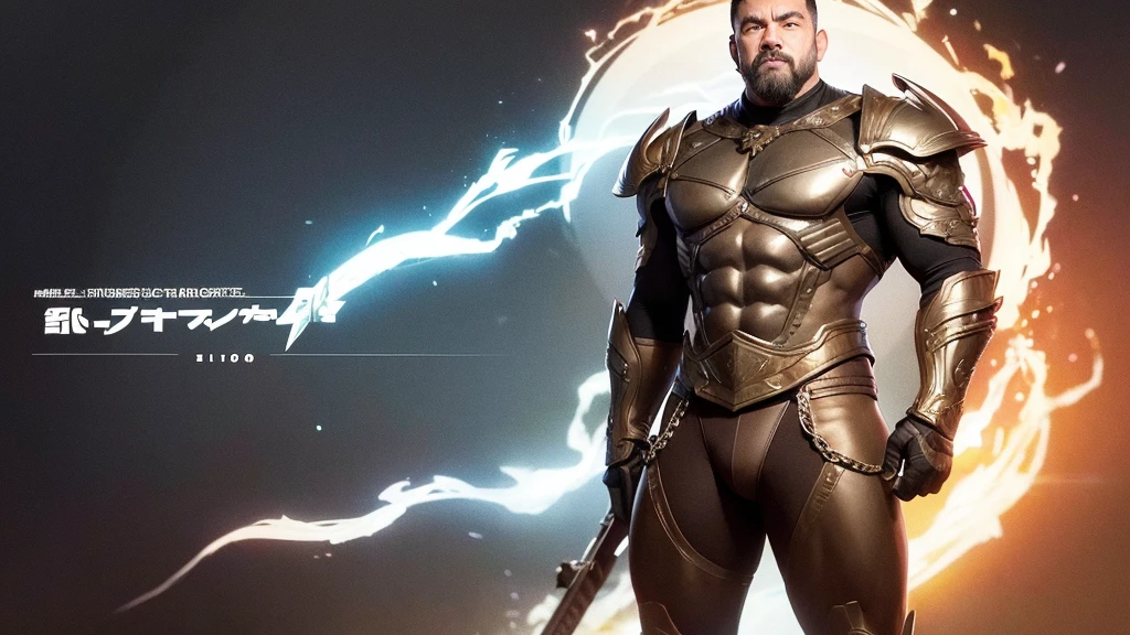 a strong man with a serious face, 30 anos de idade, standing front view, imagem do corpo pra cima