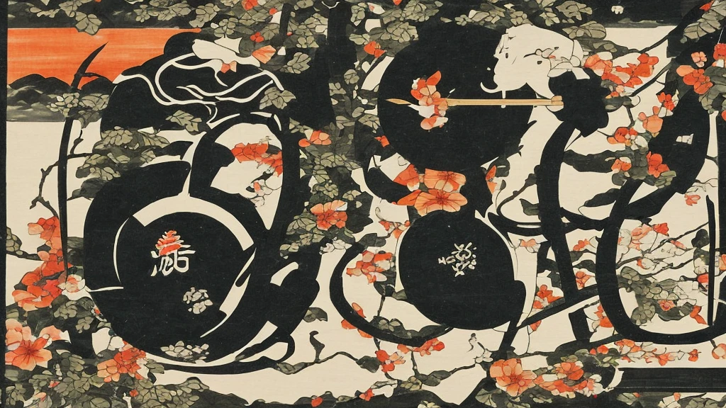 Japanese painting、music、headphone、DJ、record