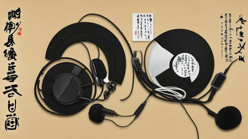 Japanese painting、music、headphone、DJ、record