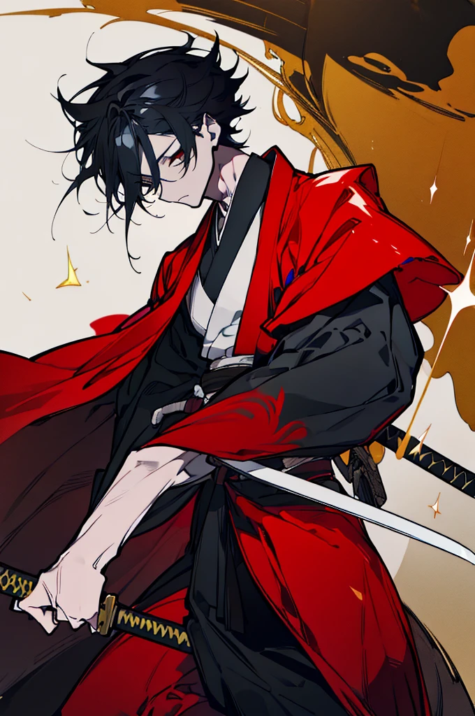 a close up of a person with a sword and a guy with a red dress, handsome guy in demon slayer art, best anime character design, detailed anime character art, anime character; full body art, anime character design a death god, character adoptable, handsome japanese demon boy, bloody + concept art, official character art, onmyoji detailed art, beautiful male god of death a close up of a person in a black dress with a gold belt, flowing white robes, black haired deity, genshin impact character, golden-black robes, picture of a male samurai and death god, d&d dark sun character art, official character art, holding a katana, holding a katana, holding a katana, holding a katana, holding a katana, bloody, bloody, bloody, bloody, red and golden effects, red and golden effects, red effects, golden effects, black and white hair, black and white hair, black and white hair, black and white hair, black and white hair, golden effects, golden effects