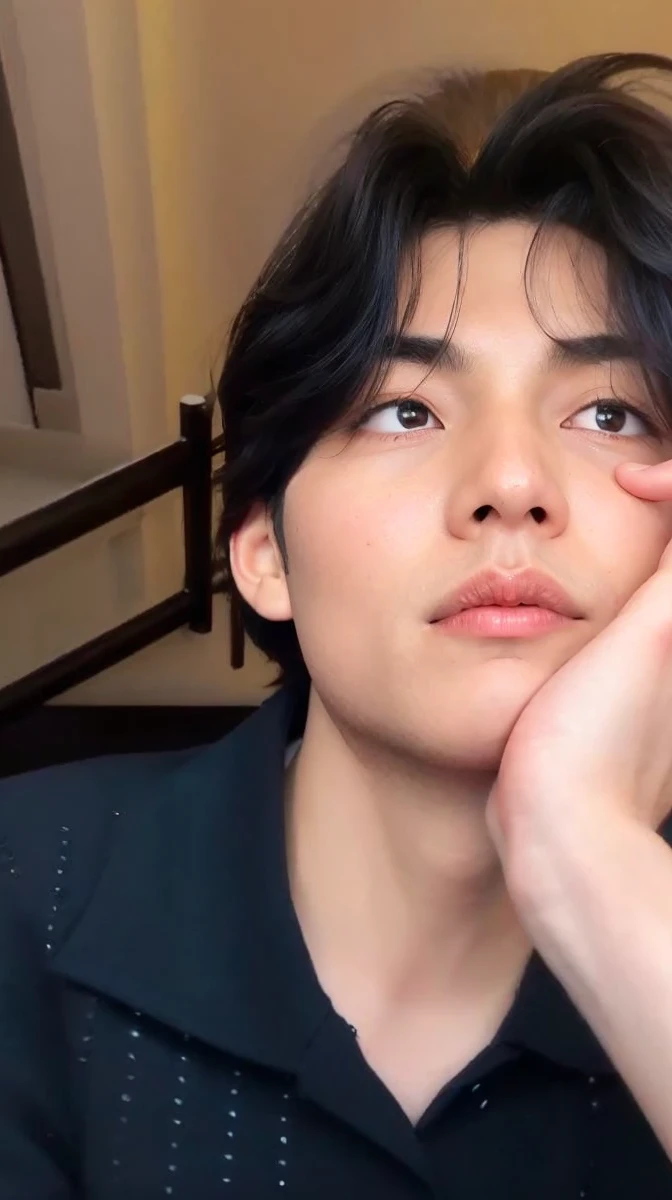 Up close de uma pessoa de cabelo loiro, kim taehyung, with your hand on the side of your face, taehyung