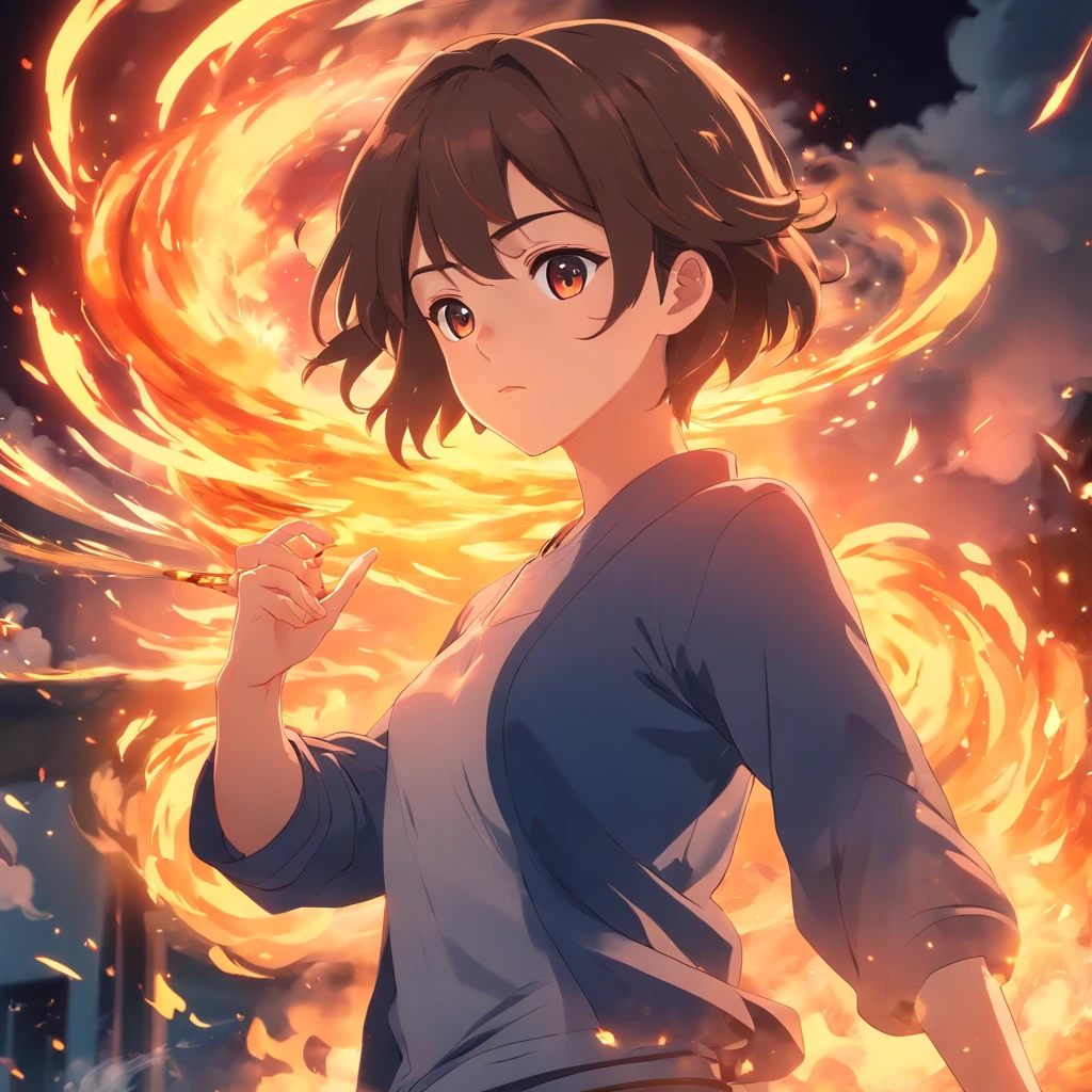 Niji Mode.  Magical fire in the form and state of smoke, smoky flames, smoke made from fire, texture of smoke, colors of fire.  After Effects, special effects, 3D animation.  Arcane special effects, Demon Slayer style powers.