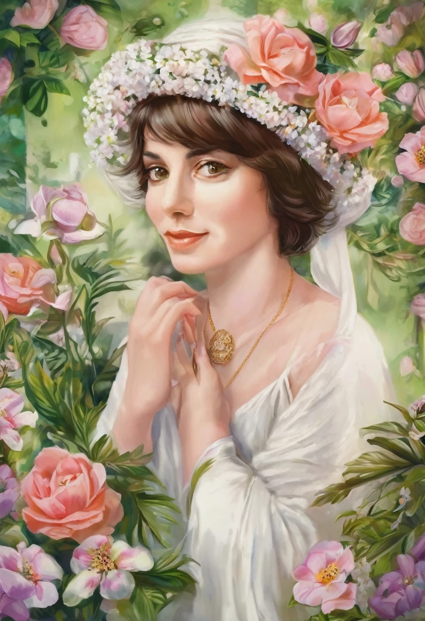O nome maria com um anel do lado e uma flor