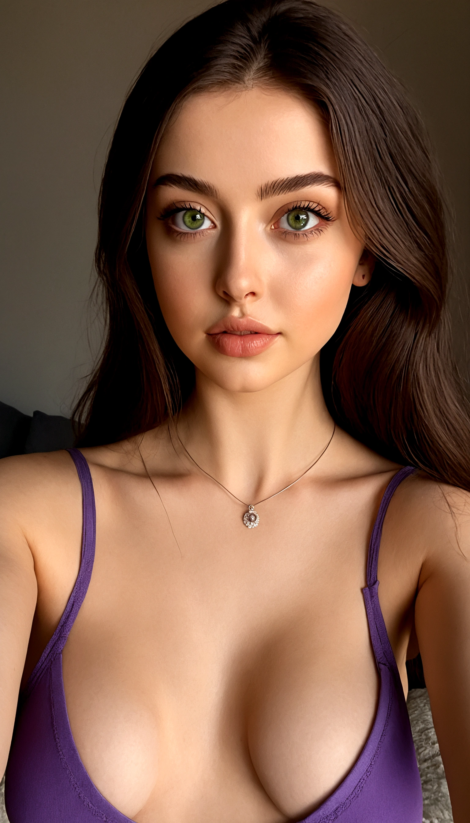 Afared Full Woman, with green eyes, Nude, Ultra realistic, Meticulously detailed, portrait of Sophie Mudd, Brunette hair and Big Eyes, Selfie of a young woman, Bedroom eyes, Violet Myers, No Makeup, Natural Makeup, Looking directly at the camera, face artgram, subtle make-up, impressive photo of the whole body kneeling, in the park, Medium and large size chest, allowing the face to be seen clearly, portrait, in a park, full body 