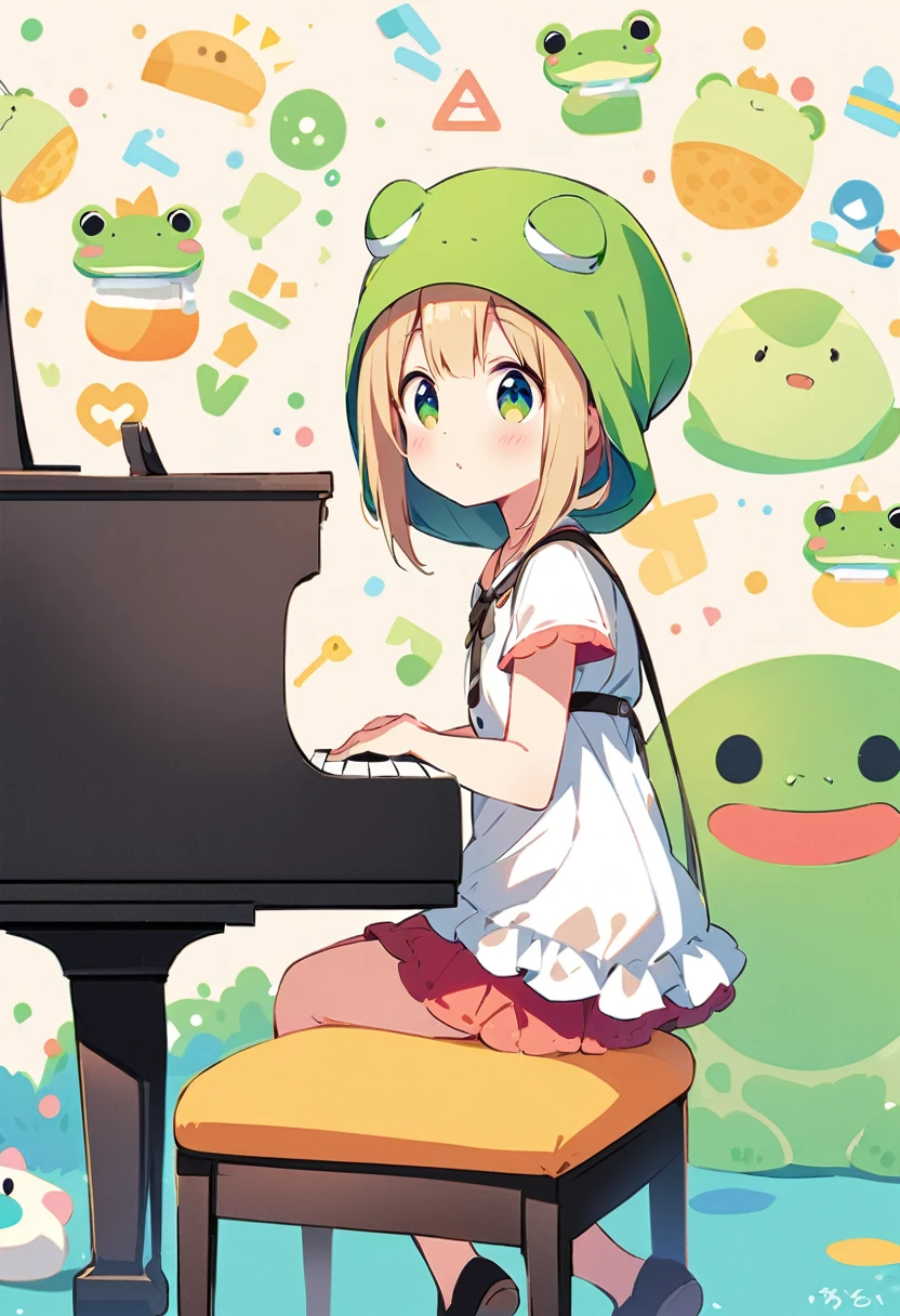 Frog Character、piano、cute、