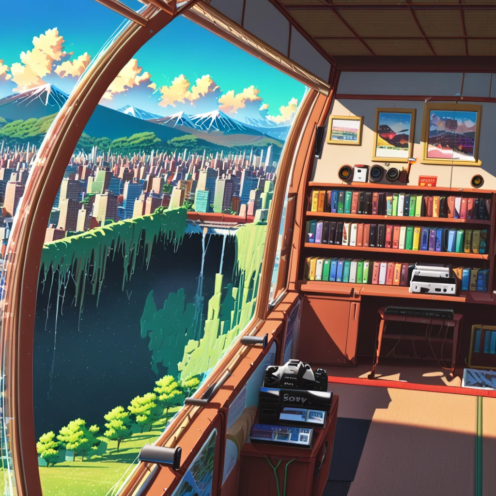 ((anime:1.4,illustration)),(masterpiece, top quality, best quality),(ultra-detailed, absolutely resolution),((16k, high res)),
(((drilled snowy mountain, blue sky, city reflected in the hole)), ((landscape, wide shot, long shot))
((cozy lofi illustration:1.4)), ((anime:1.4, illustration)),(masterpiece, top quality, best quality),(ultra-detailed, absolutely resolution),((16k, high res)) BREAK {lofi art, style of Laurie Greasley, style of Makoto Shinkai, anime aesthetic}, BREAK { (produces images with information than 40 million pixels with cinematic-like detailed textures shot on a Sony SLR).}