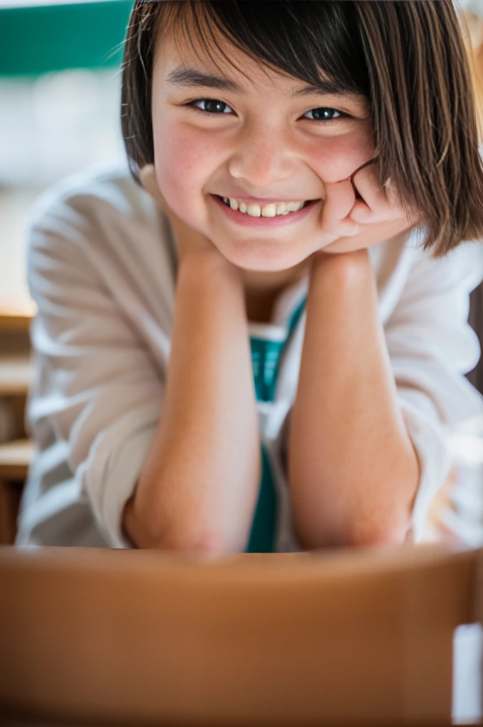 lens: 135mm f1.8, (Highest quality),(RAW Photos), (Tabletop:1.1), (Beautiful 12 year old Japanese girl), Cute face, (Deeply chiseled face:0.7), (freckles:0.4), (Completely naked), (In the classroom), (Close-up shot:1.2), (smile), (sunlight), (((Nsfw))), Rubbing your own,