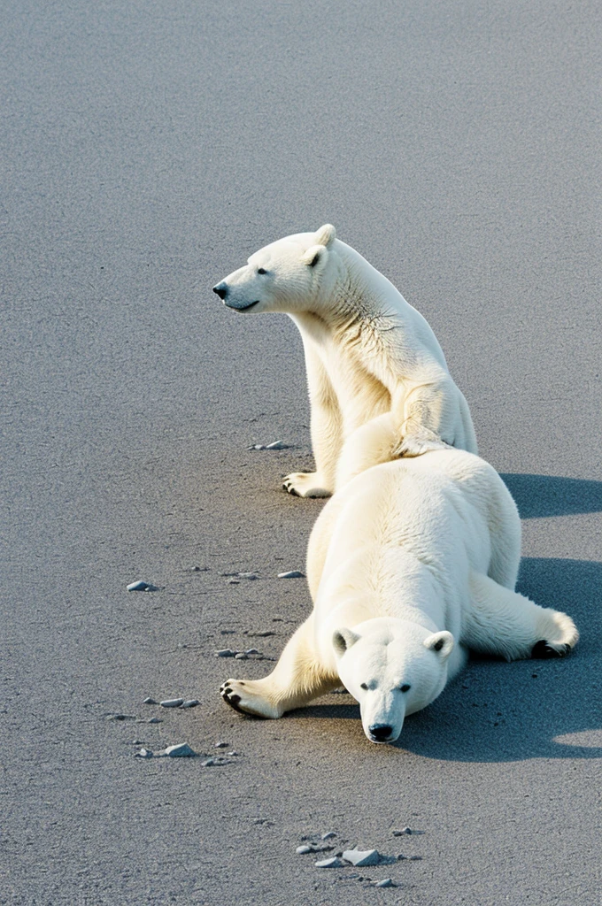 Create a graph with the type of directional selection that the polar bear underwent and graph the initial and final population where the type of directional selection is evident.