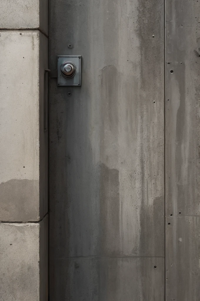 Uma porta de concreto ferro flamejante em uma parede de concreto