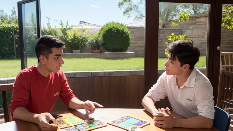 un anciano jugando con sus dos nietos