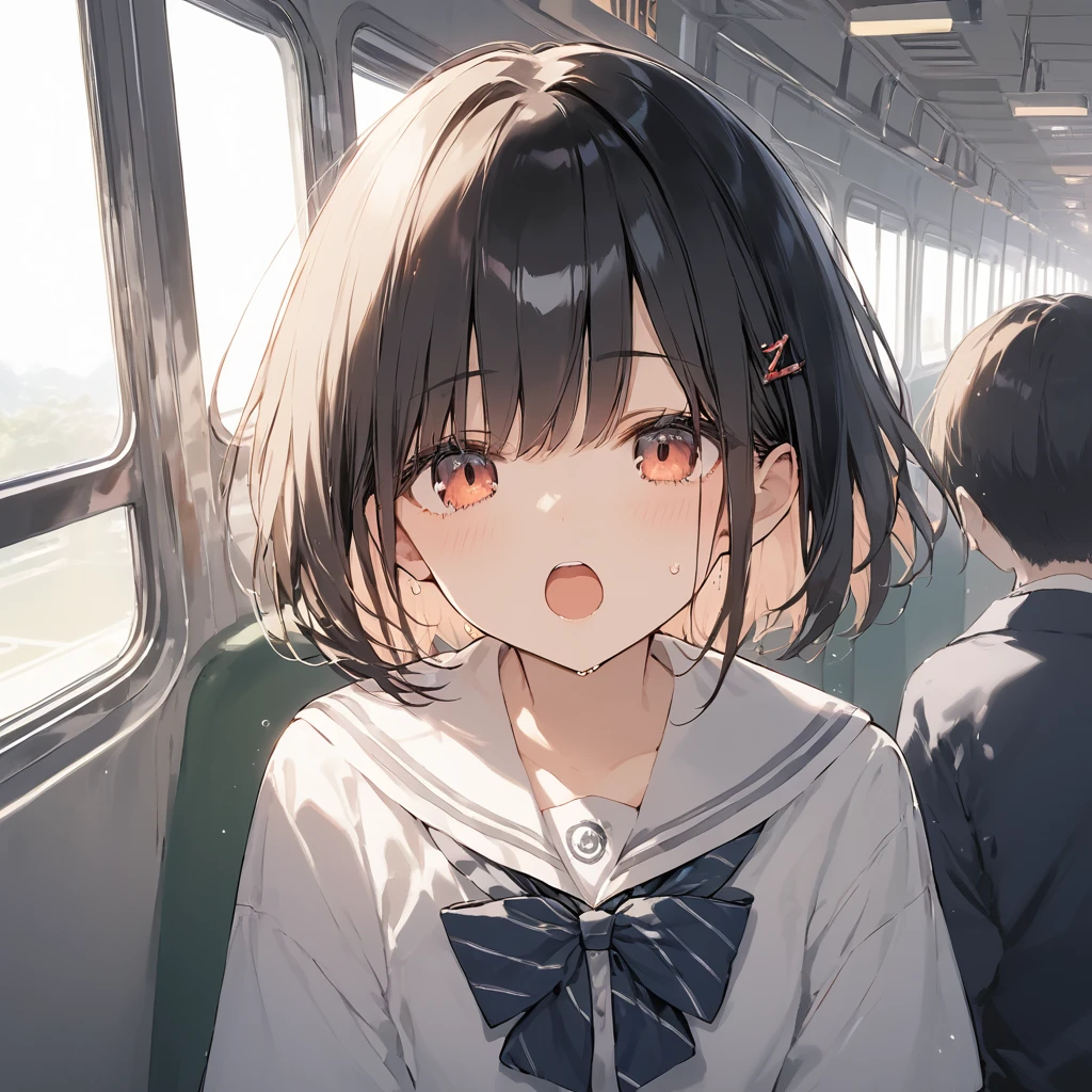 score_9, score_8_up, score_7_up, source_anime, best quality, masterpiece,ultra-detailed,official art, absurdres, highres, waifu2x, break,1girl, school girl, short hair, sweat,  open mouth, (yawn:0.3), sleepily, night, train, break,(clear line illustration:1.2),very high resolution, very aesthetic, super detailed skin, Best cinematic lighting powered by famous artist, 8k,cute picture,beauty illustration,photoshop_(medium),,(Detailed Lighting),best anime 8k konachan wallpaper, pixiv contest winner, 

