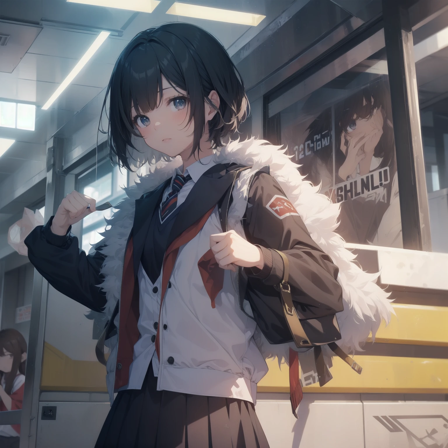 ultra-absurdres-Top quality by artist God, ultra-detailed, high resolution, anime moe artstyle, best anime 8k konachan wallpaper, pixiv contest winner, pool:2810, perfect anatomy,break, 1girl, (Please draw a girl walking sleepily to school alone. )break,(Solo,little female, 13-year-old:1.3),Full limbs, complete fingers,a junior high school student, (very short hair), short cut, flat chest, , small butt, small black eyes, beautiful detailed eyes, well-proportioned iris and pupils, expressive eyes, highres detailed hair, soft expression, salor school_uniform, sailor collar, serahuku, bow, pleated skirt,(Detailed Lighting), (Detailed background), in the School commute route. break,super detailed skin, Best cinematic lighting powered by famous artist, 8k,beauty illustration,photoshop_(medium),very aesthetic,break,((artist:takafumi )), artist:clamp ,artist:carnelian ,artist:kantoku ,
