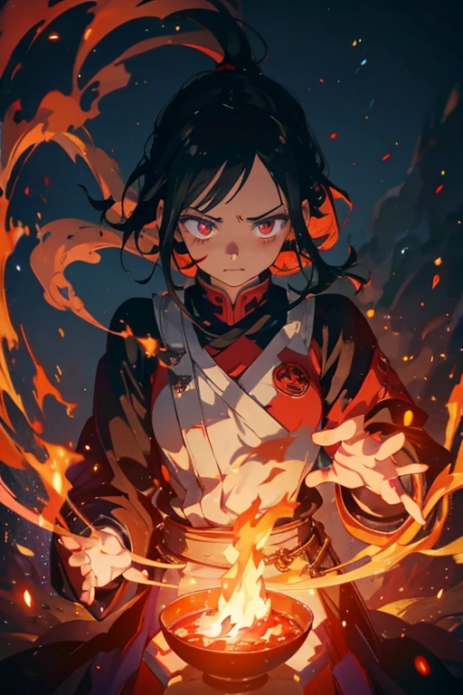Niji Mode. Magical fire in the form and state of smoke, smoky flames, smoke made from fire, texture of smoke, colors of fire. After Effects, special effects, 3D animation. Arcane special effects, Demon Slayer style powers.