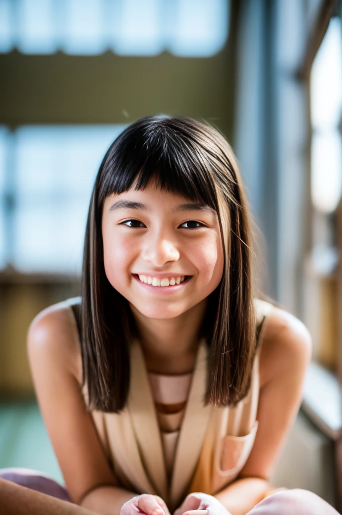 lens: 135mm f1.8, (Highest quality),(RAW Photos), (Tabletop:1.1), (Beautiful 12 year old Japanese girl), Cute face, (Deeply chiseled face:0.7), (freckles:0.4), (Completely naked), (In the classroom), (Close-up shot:1.2), (smile), (sunlight), (((Nsfw))), Rubbing your own