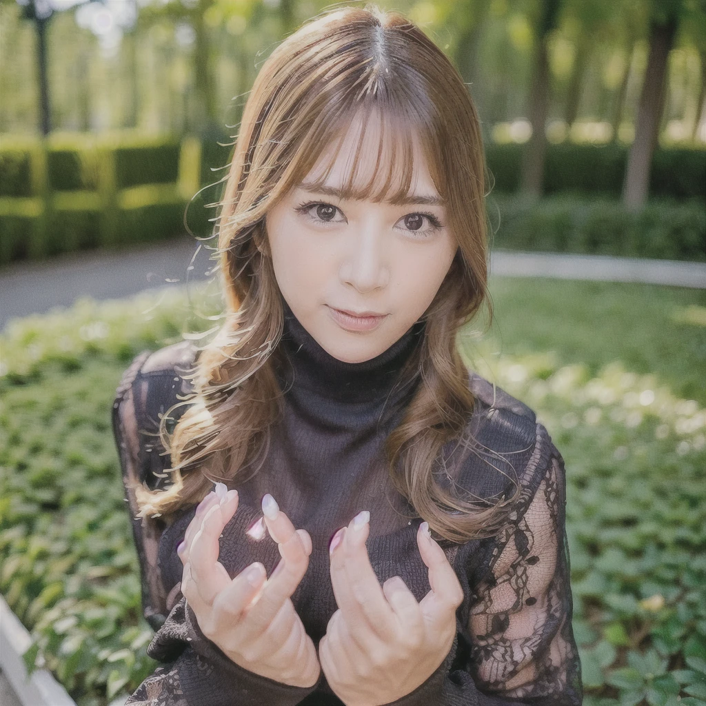 黒いturtleneckのセーターを着た日本女性、 (((masterpiece))), ((Highest quality)), ((Intricate details)), (((超Realistic)), irrational solution, Near and far, Very detailed, Realistic, 1 girl, ((Big Breasts)), Perfect hands, Finger details, Beautiful and detailed, short hair, Brown eyes,(turtleneck:1.2), Tight Skirt, Detailed Background, choker, Perfect Eyes, Captivating eyes, Looking at the audience, from the front、Laughter、Moles around the mouth、Knitted dress、((Nipples))