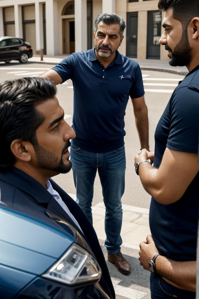 Un hombre dialogando con lideres de varios grupos de coches estacionados