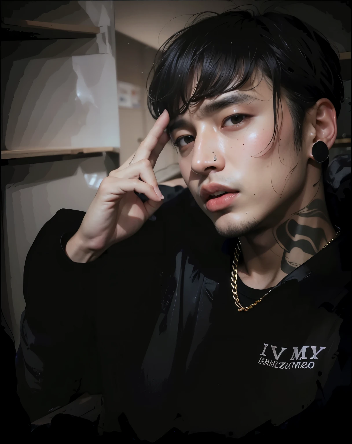 homem arafiado com camisa branca e uma planta ao fundo, profile picture with headshot, Kim Taehyung , hyung kim, rosto bonito, Jimin\the full lips, inspirado em Kim Taehyung bts, rosto bonito, taken at the beginning of 2020, Imagem de perfil, Jimin\o nariz grego, hyung tae, realista, Ultra-HD