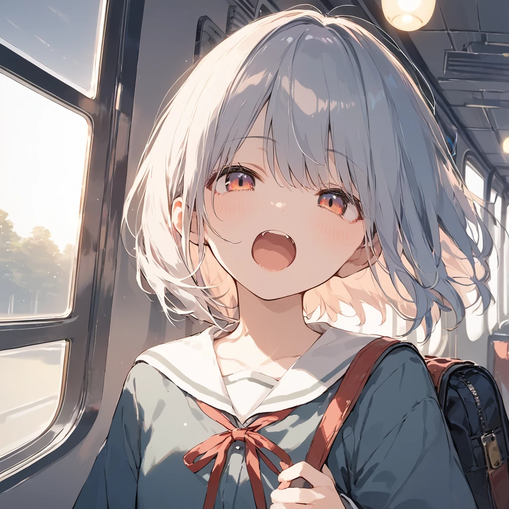 score_9, score_8_up, score_7_up, source_anime, best quality, masterpiece,ultra-detailed,official art, absurdres, highres, waifu2x, break,1girl, school girl, short hair, open mouth, (yawn:0.3), sleepily, molestation, night, train, break,(clear line illustration:1.2),very high resolution, very aesthetic, super detailed skin, Best cinematic lighting powered by famous artist, 8k,cute picture,beauty illustration,photoshop_(medium),,(Detailed Lighting),best anime 8k konachan wallpaper, pixiv contest winner, 
