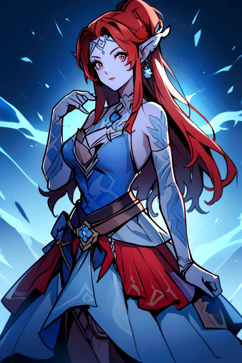 a close up of a cartoon of a woman with red hair, aloy, aloy from horizon: zero dawn, aloy from horizon zero dawn, keqing from genshin impact, samira from league of legends, cushart krenz key art feminine, rossdraws sakimimichan, digital anime illustration, highly detailed exquisite fanart, genshin