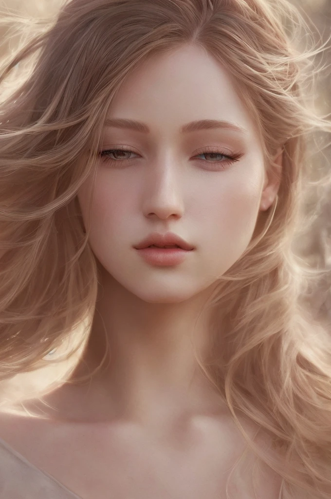 a beautiful natural woman, detailed face, gorgeous eyes, full lips, long eyelashes, flowing hair, elegant pose, natural lighting, warm color tones, photorealistic, highly detailed, 8k, masterpiece