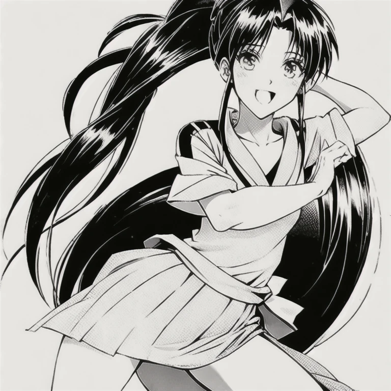 (masterpiece, best quality:1.2), 1girl, solo, 1girl, athletic body, long legs, long hair ttied in ponytail with bowhair,