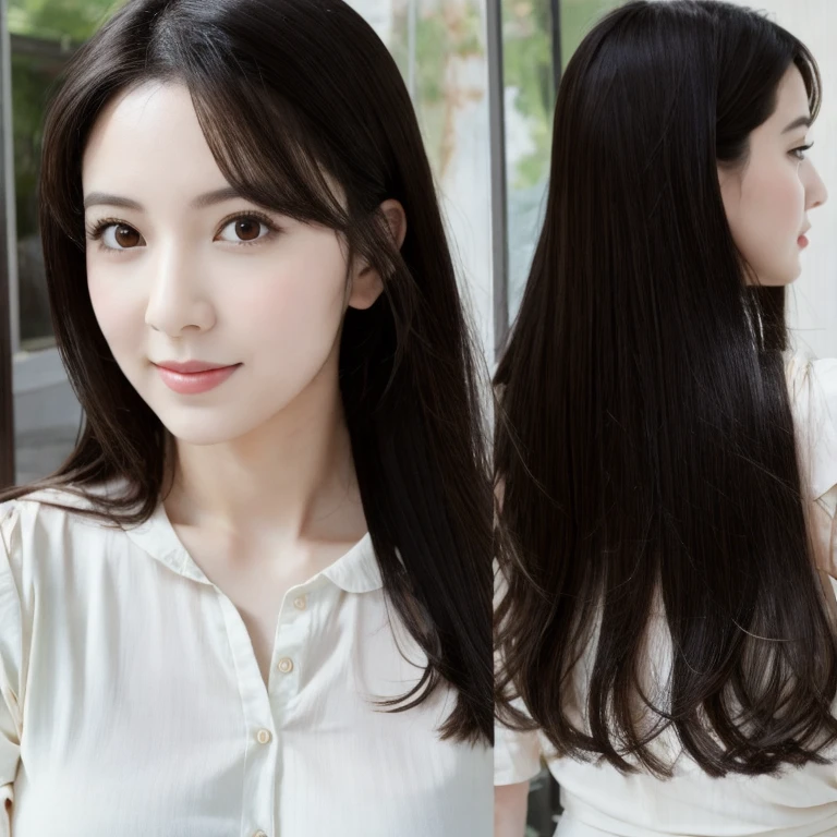 (best quality,masterpiece:1.2,realistic,photorealistic:1.37), (perfect body), beauty detailed face, beautiful black hair, perfect nose,