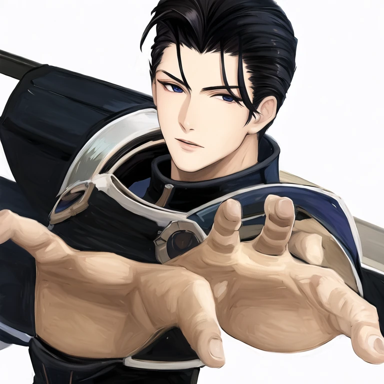 (masterpiece, best quality:1.2), 1man male, solo, (slicked back black hair:1.4)