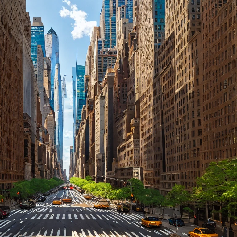 (masterpiece, best quality:1.2), New York, Park Avenue, city, clear skies, Big city, megalopolis, buildings, high detailed