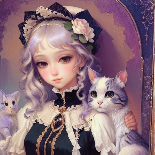 Insanely detailed adorable close-up portrait of an extremely cute fluffy French kitten in a fashionable outfit. Parisian background. Beautiful details, intricate details. Fabulous, dreamy. Alexander Jansson, Craig Davison, Mark Ryden, Fragonard, Arthur Rackham. A rendering of a cinematic character. Oil painting, 8k resolution, Close-up portrait of adorable chibi kawaii anthropomorphic kitten Marie Antoinette, masquerade costume. Perfect face, detailed face, delicate face, big round reflecting eyes.Fairy tale, vintage style, adorable. Margaret Keen, Mark Ryden, Alexander Jansson, Conrad Rosett. A 19th century masterpiece.