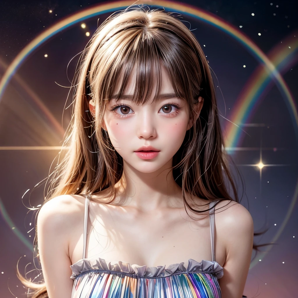 NSFW, 8k, High-level, absurd, masterpiece, best quality, primitive, very detailed CG, very detailed wallpaper, perfect lighting, Extremely detailed (((The personifying " Charlie's Angels " as a Little Girl))), MysticSight, Tyndall effect, Tyndall scattering, Studio gray background with (many Dazzling RainbowColor particles BokeH:1.28), (RoundlyButts, ThighGap), (Exposed:0.4), (Assfocus with looking ahead), BREAK (NOGIZAKA face variations) Extremely Detailed very KAWAII face variations, perfect anatomy, Childish, captivating gaze, elaborate detailed Eyes with (sparkling highlights:1.28), long eyelashes、Glossy RED Lips with beautiful details, Coquettish tongue, Rosy cheeks, Radiant PearlSkin with clear transparency . { (Dynamic LifeLike expressions:1.4) | :d) }, (large eyes:-1) .