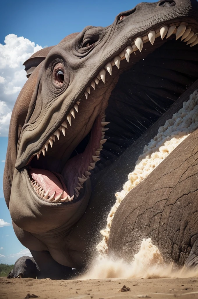 (Monstro gigante)um dinossauro gigante destrui do toquio com um raio pela boca