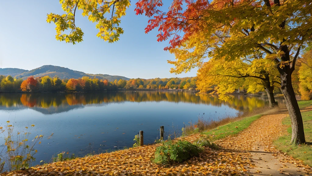 Autumn colors, Europe, Lakeside , Asahi