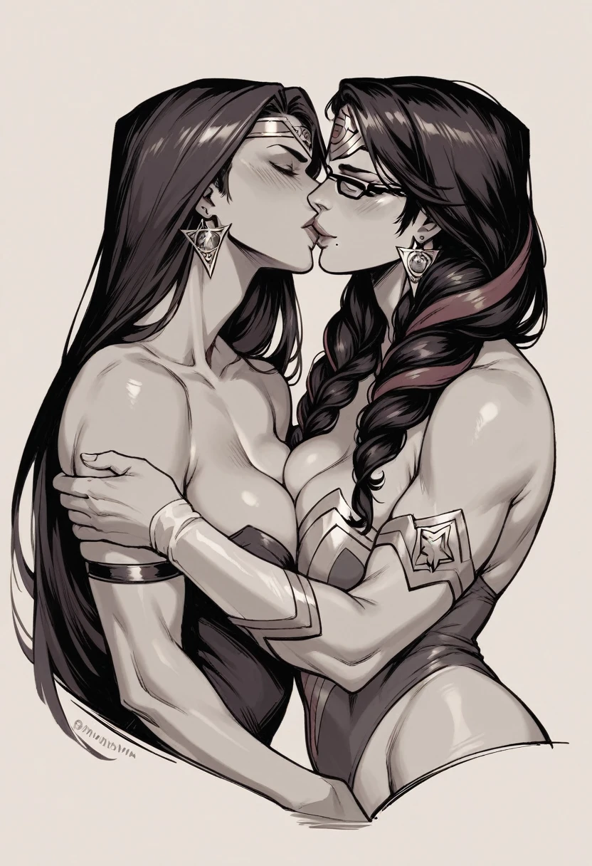 Bayonetta kissing Wonder Woman