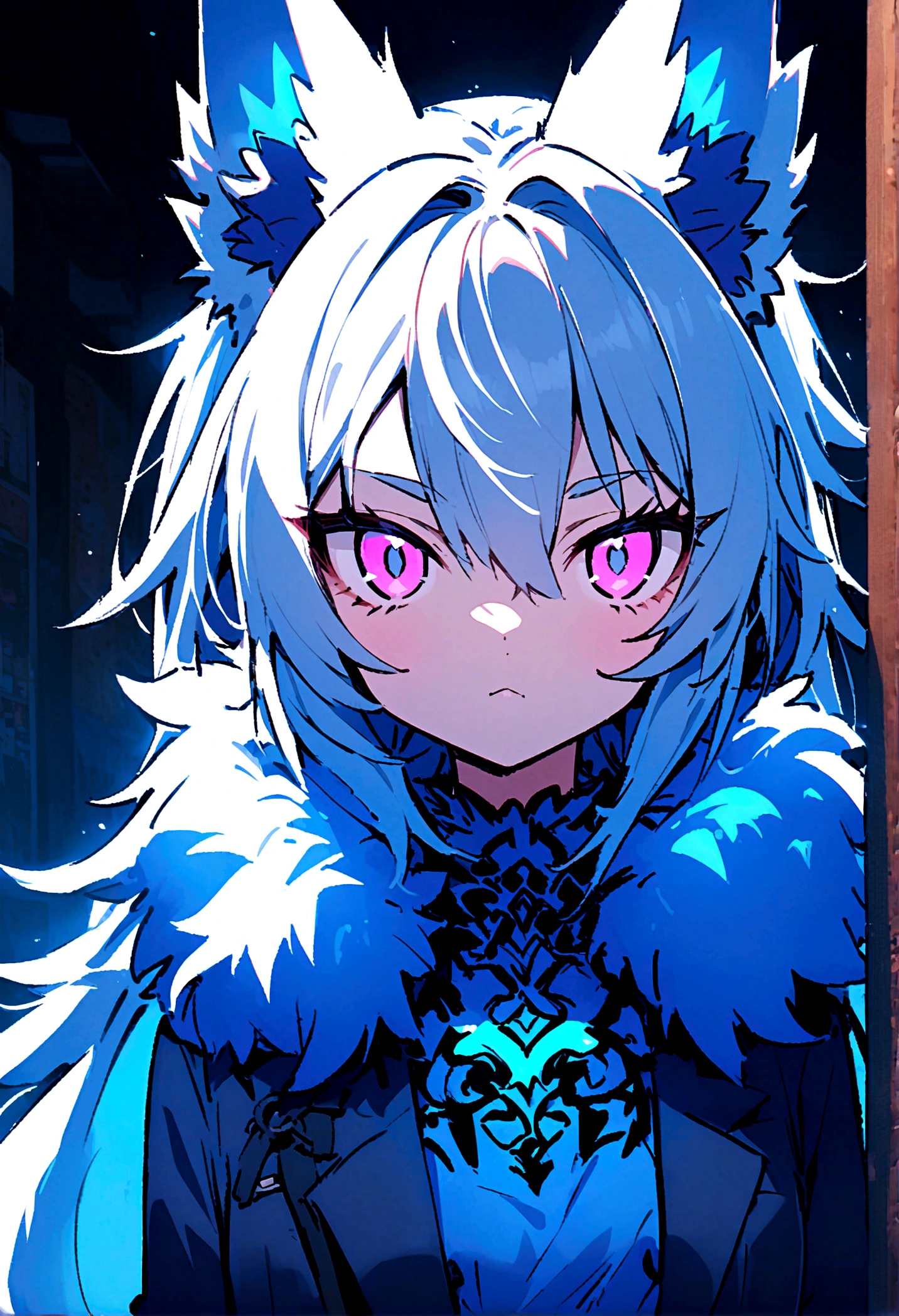 fox Light blue hair beast girl indigo fur fox beast girl