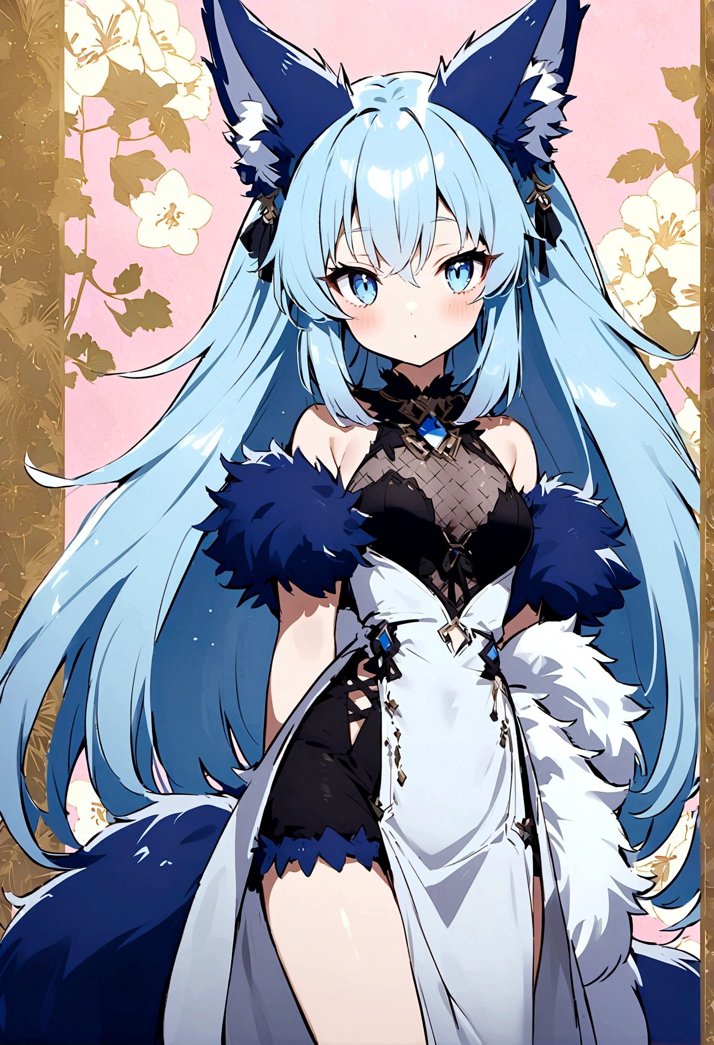 fox Light blue hair beast girl indigo fur fox beast girl