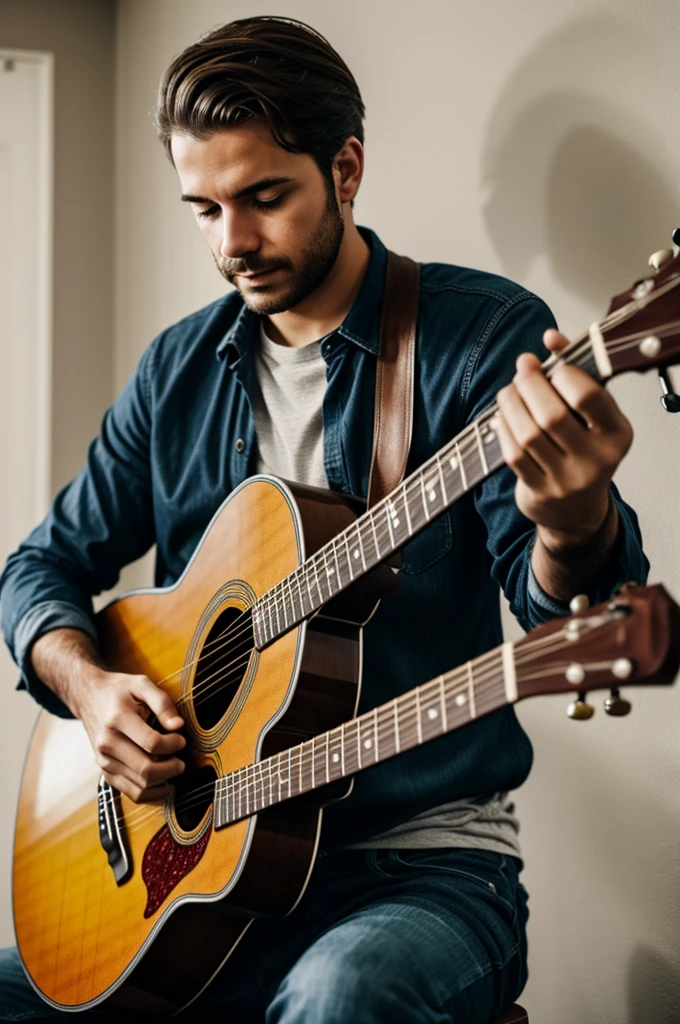 man playing acoustic guitar